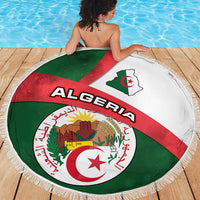 Algeria Beach Blanket with National Emblem and Map Design