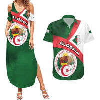 Algeria Couples Matching Summer Maxi Dress and Hawaiian Shirt with National Emblem and Map Design