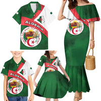 Algeria Family Matching Mermaid Dress and Hawaiian Shirt with National Emblem and Map Design