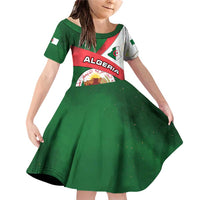 Algeria Family Matching Off Shoulder Short Dress and Hawaiian Shirt with National Emblem and Map Design