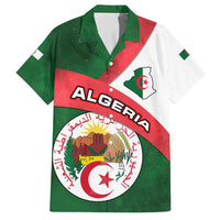 Algeria Family Matching Off Shoulder Short Dress and Hawaiian Shirt with National Emblem and Map Design