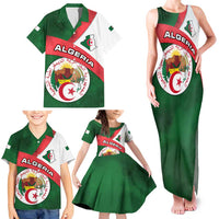 Algeria Family Matching Tank Maxi Dress and Hawaiian Shirt with National Emblem and Map Design