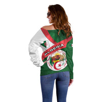 Algeria Off Shoulder Sweater with National Emblem and Map Design