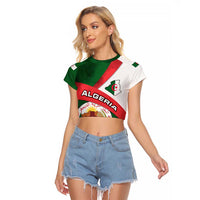 Algeria Raglan Cropped T Shirt with National Emblem and Map Design