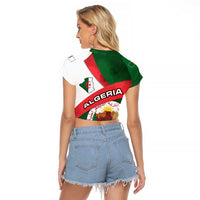 Algeria Raglan Cropped T Shirt with National Emblem and Map Design
