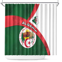 Algeria Shower Curtain with National Emblem and Map Design
