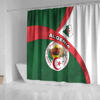 Algeria Shower Curtain with National Emblem and Map Design
