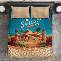 Sahara Algeria Bedding Set with Desert Camel Landscape and Islamic Motif Design