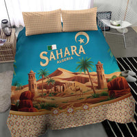 Sahara Algeria Bedding Set with Desert Camel Landscape and Islamic Motif Design