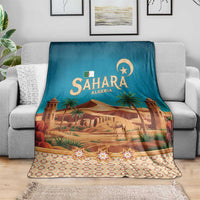 Sahara Algeria Blanket with Desert Camel Landscape and Islamic Motif Design
