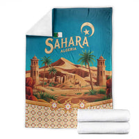Sahara Algeria Blanket with Desert Camel Landscape and Islamic Motif Design