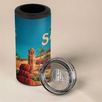 Sahara Algeria 4 in 1 Can Cooler Tumbler with Desert Camel Landscape and Islamic Motif Design