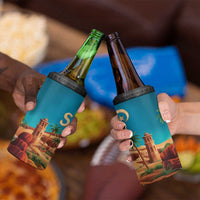 Sahara Algeria 4 in 1 Can Cooler Tumbler with Desert Camel Landscape and Islamic Motif Design