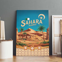 Sahara Algeria Canvas Wall Art with Desert Camel Landscape and Islamic Motif Design