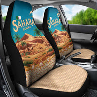 Sahara Algeria Car Seat Cover with Desert Camel Landscape and Islamic Motif Design