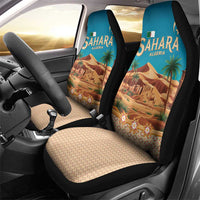 Sahara Algeria Car Seat Cover with Desert Camel Landscape and Islamic Motif Design