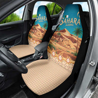 Sahara Algeria Car Seat Cover with Desert Camel Landscape and Islamic Motif Design