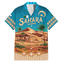 Sahara Algeria Family Matching Mermaid Dress and Hawaiian Shirt with Desert Camel Landscape and Islamic Motif Design