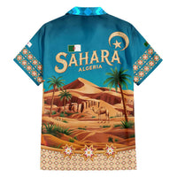 Sahara Algeria Family Matching Tank Maxi Dress and Hawaiian Shirt with Desert Camel Landscape and Islamic Motif Design