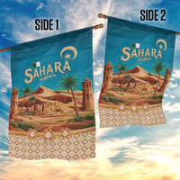 Sahara Algeria Garden Flag with Desert Camel Landscape and Islamic Motif Design