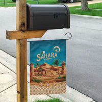 Sahara Algeria Garden Flag with Desert Camel Landscape and Islamic Motif Design