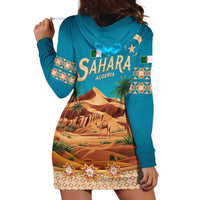 Sahara Algeria Hoodie Dress with Desert Camel Landscape and Islamic Motif Design