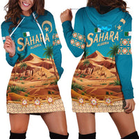 Sahara Algeria Hoodie Dress with Desert Camel Landscape and Islamic Motif Design
