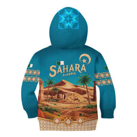 Sahara Algeria Kid Hoodie with Desert Camel Landscape and Islamic Motif Design