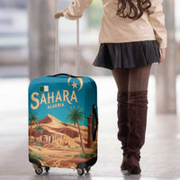 Sahara Algeria Luggage Cover with Desert Camel Landscape and Islamic Motif Design