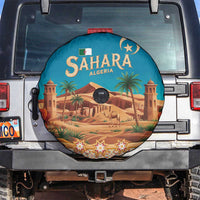 Sahara Algeria Spare Tire Cover with Desert Camel Landscape and Islamic Motif Design