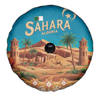 Sahara Algeria Spare Tire Cover with Desert Camel Landscape and Islamic Motif Design