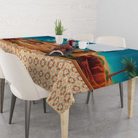 Sahara Algeria Tablecloth with Desert Camel Landscape and Islamic Motif Design