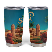 Sahara Algeria Tumbler Cup with Desert Camel Landscape and Islamic Motif Design