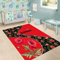 Slovakia Coat of Arms Area Rug with Red Poppy Flowers and Bold Flag Colors Design - Wonder Print Shop