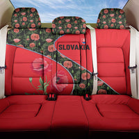 Slovakia Coat of Arms Back Car Seat Cover with Red Poppy Flowers and Bold Flag Colors Design - Wonder Print Shop