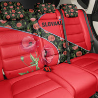 Slovakia Coat of Arms Back Car Seat Cover with Red Poppy Flowers and Bold Flag Colors Design - Wonder Print Shop