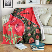 Slovakia Coat of Arms Blanket with Red Poppy Flowers and Bold Flag Colors Design - Wonder Print Shop