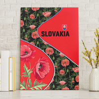 Slovakia Coat of Arms Canvas Wall Art with Red Poppy Flowers and Bold Flag Colors Design - Wonder Print Shop