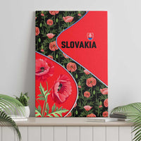 Slovakia Coat of Arms Canvas Wall Art with Red Poppy Flowers and Bold Flag Colors Design - Wonder Print Shop