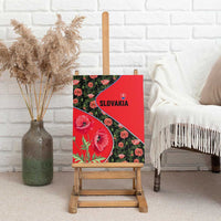 Slovakia Coat of Arms Canvas Wall Art with Red Poppy Flowers and Bold Flag Colors Design - Wonder Print Shop