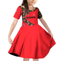 Slovakia Coat of Arms Family Matching Off Shoulder Short Dress and Hawaiian Shirt with Red Poppy Flowers and Bold Flag Colors Design - Wonder Print Shop