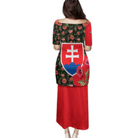 Slovakia Coat of Arms Family Matching Puletasi and Hawaiian Shirt with Red Poppy Flowers and Bold Flag Colors Design - Wonder Print Shop