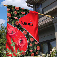 Slovakia Coat of Arms Garden Flag with Red Poppy Flowers and Bold Flag Colors Design - Wonder Print Shop