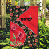 Slovakia Coat of Arms Garden Flag with Red Poppy Flowers and Bold Flag Colors Design - Wonder Print Shop