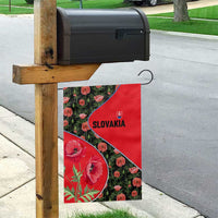 Slovakia Coat of Arms Garden Flag with Red Poppy Flowers and Bold Flag Colors Design - Wonder Print Shop