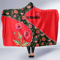 Slovakia Coat of Arms Hooded Blanket with Red Poppy Flowers and Bold Flag Colors Design - Wonder Print Shop