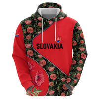 Slovakia Coat of Arms Hoodie with Red Poppy Flowers and Bold Flag Colors Design - Wonder Print Shop