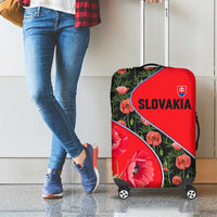Slovakia Coat of Arms Luggage Cover with Red Poppy Flowers and Bold Flag Colors Design - Wonder Print Shop