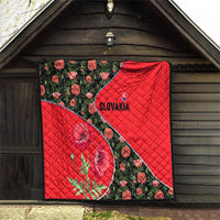 Slovakia Coat of Arms Quilt with Red Poppy Flowers and Bold Flag Colors Design - Wonder Print Shop