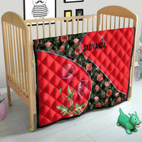 Slovakia Coat of Arms Quilt with Red Poppy Flowers and Bold Flag Colors Design - Wonder Print Shop